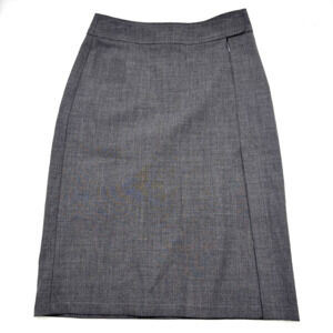 Vintage 80s BISCOTE Paris Gray Wool Blend Stretch Pencil Skirt 2 26x23.5" France